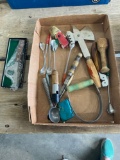 Green-handled pastry blender, misc utensils