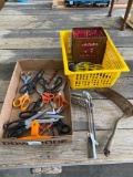 Scissors, chainsaw sharpener, misc.