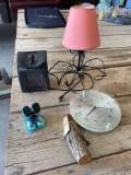 Clock, lamp, small heater, misc.