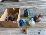 Vases, candy dish, perfume, misc.