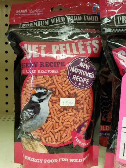 Qty 9 - Assorted bird suet pellets. New inventory as pictured.