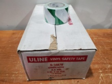Qty 128 - Uline vinyl safety tape. S-16878 Green/White.