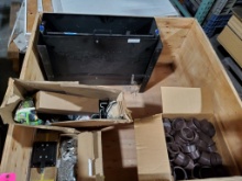 Assorted RV parts. Large Lot of Metal Enclosure, Latches, Round Rubber Cups and Assorted Hardware