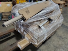 Pallet of Irvine Shade & Door Roller Shades with Aluminum Rods.