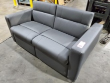 Upholstered Two-Seat RV Sofa with Headrest Backs and Wide Padded Arms