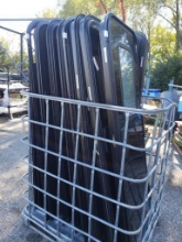 Steel Cage Tote of RV Entry Door Assemblies with Windows.
