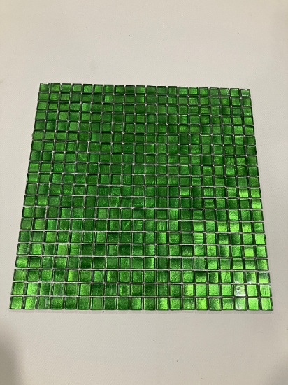 Glass Tile - Green Gold - Gold Leaf - Glossy - Mosaic 15x15x4mm