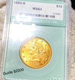 1893-S $10 Gold Eagle NTC - MS63