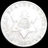 1853 Three Cent Silver ABOUT UNCIRCULATED