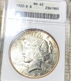 1922-S Silver Peace Dollar ANACS - MS62