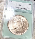 1922 Silver Peace Dollar NTC - MS65