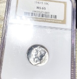 1940-S Mercury Silver Dime NGC - MS65