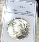 1922 Silver Peace Dollar NNC - MS65