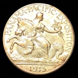 1915-S Panama $2.50 Gold Quarter Eagle ABOUT UNC