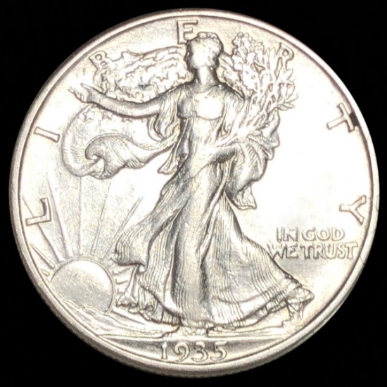 1935-D Walking Half Dollar ABOUT UNCIRCULATED