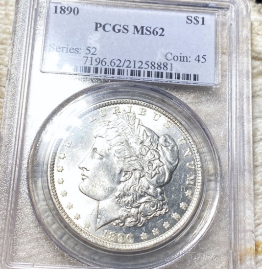 1890 Morgan Silver Dollar PCGS - MS62