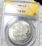 1921-S Morgan Silver Dollar ANACS - MS63