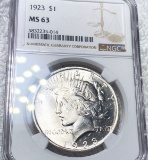 1923 Silver Peace Dollar NGC - MS63