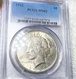 1922 Silver Peace Dollar PCGS - MS62