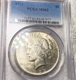 1922 Silver Peace Dollar PCGS - MS62