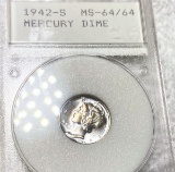 1942-S Mercury Silver Dime WMP - MS64
