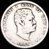 1883 Kingdom of Hawaii Silver Quarter LIGHT CIRC