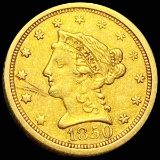 1850-O $2.50 Gold Quarter Eagle LIGHTLY CIRC