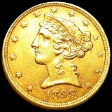 1899 $5 Gold Half Eagle CLOSELY UNC