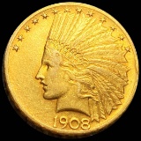 1908 $10 Gold Eagle ABOUT UNCIRCULATED