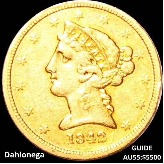 1842-D $5 Gold Half Eagle LIGHTLY CIRCULATED