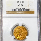 1914 $5 Gold Half Eagle NGC - MS61