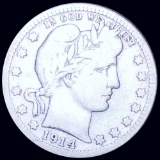 1914-S Barber Silver Quarter NICELY CIRCULATED