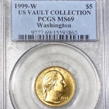 1999-W $5 Washington Gold Coin PCGS - MS69