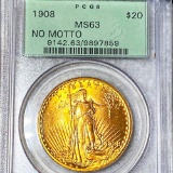 1908 $20 Gold Double Eagle PCGS - MS 63 NM