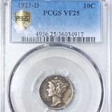 1921-D Mercury Silver Dime PCGS - VF25