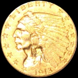 1913 $2.50 Gold Quarter Eagle CLOSELY UNC