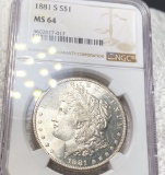 1881-S Morgan Silver Dollar NGC - MS64