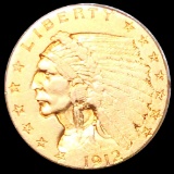 1912 $2.50 Gold Quarter Eagle NEARLY UNCIRCULATED