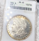 1886 Morgan Silver Dollar ANACS - MS63 VAM-4