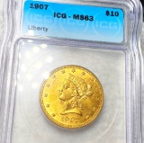 1907 $10 Gold Eagle ICG - MS63