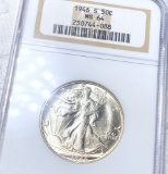 1946-S Walking Half Dollar NGC - MS64