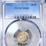 1865 Three Cent Nickel PCGS - MS63