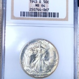 1945-D Walking Half Dollar NGC - MS64