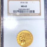 1914 $5 Gold Half Eagle NGC - MS62