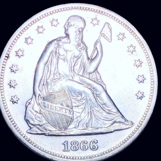 1866 Seated Liberty Dollar NEARLY UNCIRCULATED