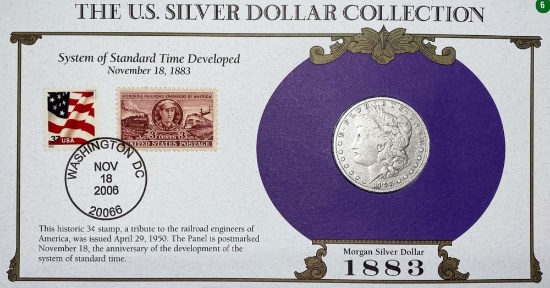 1883 Morgan Silver Dollar & Stamp NICELY CIRC