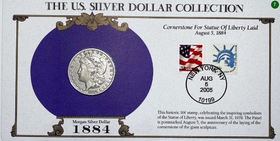 1884 Morgan Silver Dollar & Stamp NICELY CIRC