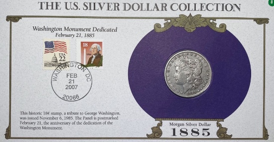1885 Morgan Silver Dollar & Stamp NICELY CIRC