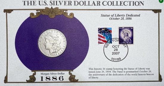 1886-O Morgan Silver Dollar & Stamp NICELY CIRC