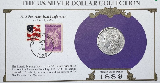 1889 Morgan Silver Dollar & Stamp LIGHTLY CIRC